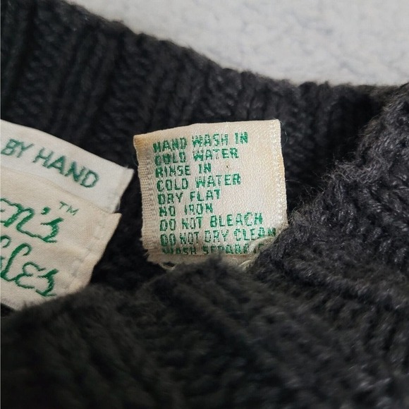 Black VTG Sweater Womens Large Grannycore Grandmacore Floral Hand Knit 80s - Picture 5 of 5